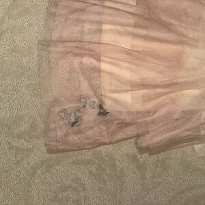 Elegant Sheer Pink Skirt with Butterfly accents